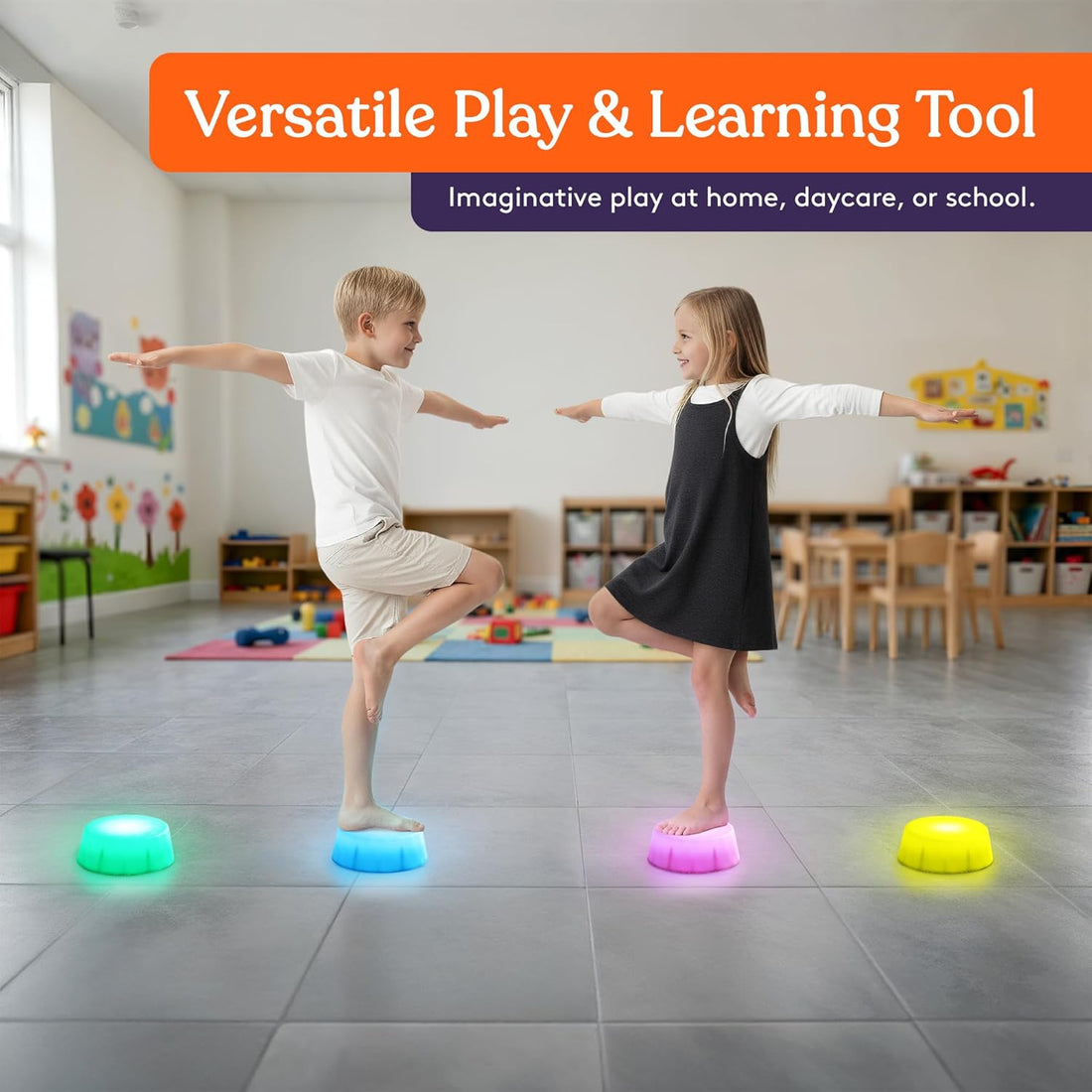 Special Supplies LED Stepping Stones for Kids – Light-Up Balance Blocks – Promote Coordination, Balance, Strength for Toddlers & Children – Durable Non-Slip Rubber, Safe Indoor & Outdoor Play
