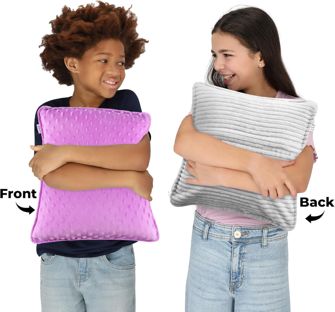 Sensory Vibrating Pillow for Kids and Adults 12" Plush Velvet Soft Cover with Textured Therapy Stimulation  HUG TO ACTIVATE   Purple