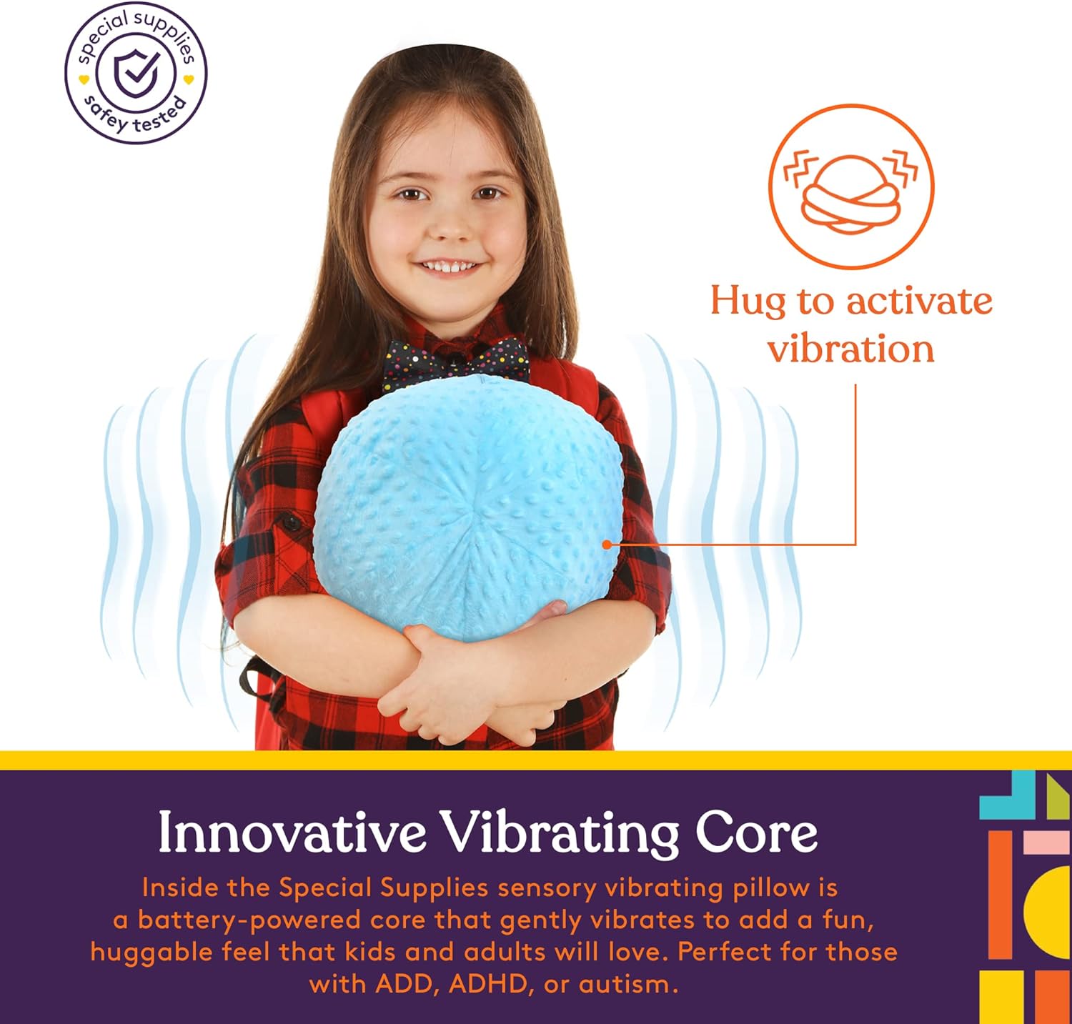 Vibrating Ball Pillow Sensory Pressure Activated for Kids and Adults