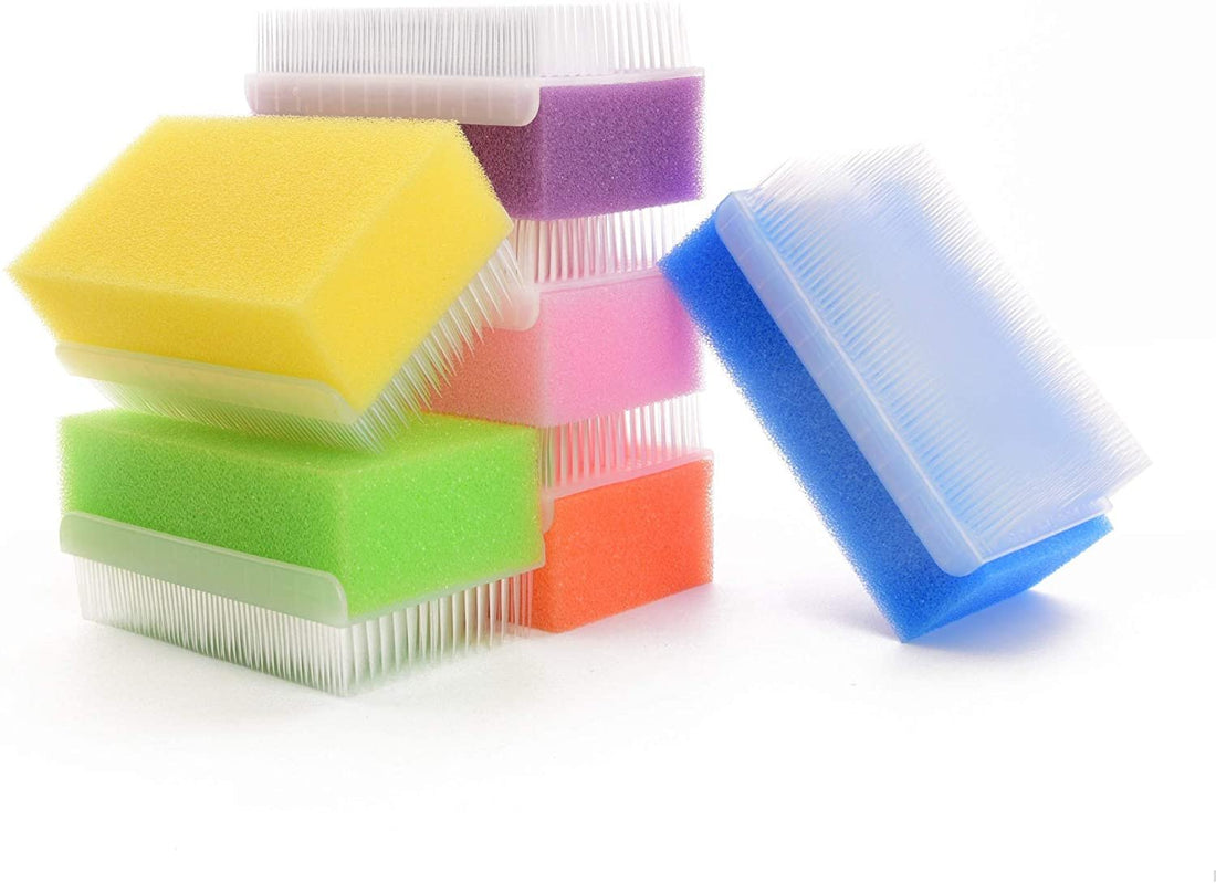 Special Supplies Baby Bath Sponges Soft Foam Sensory Scrubber with Cradle Cap Bristle Brush - Body, Hair, and Scalp Cleaning - Gentle on Infant, Toddler Sensitive Skin - Great Sensory Feel