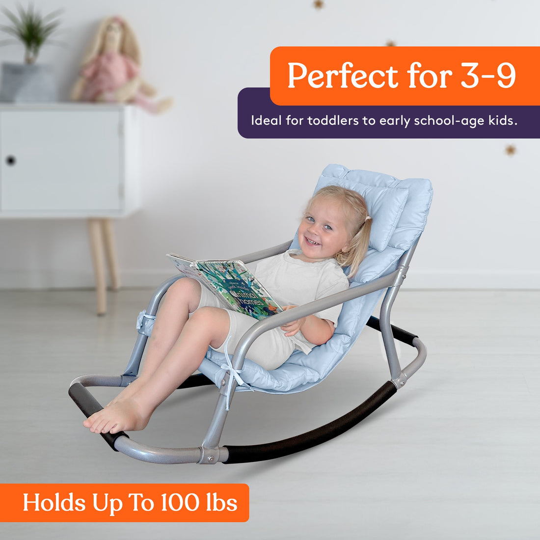 Special Supplies Sensory Rocking Chair for Kids - Comfortable Kids Rocker- Versatile Floor Chair with Soft Fabric and Stability for Playroom, Bedroom, or Nursery (Ages 3+)