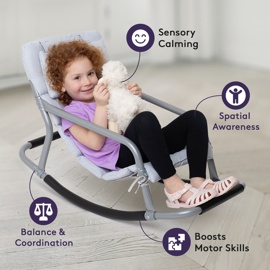 Special Supplies Sensory Rocking Chair for Kids - Comfortable Kids Rocker- Versatile Floor Chair with Soft Fabric and Stability for Playroom, Bedroom, or Nursery (Ages 3+)