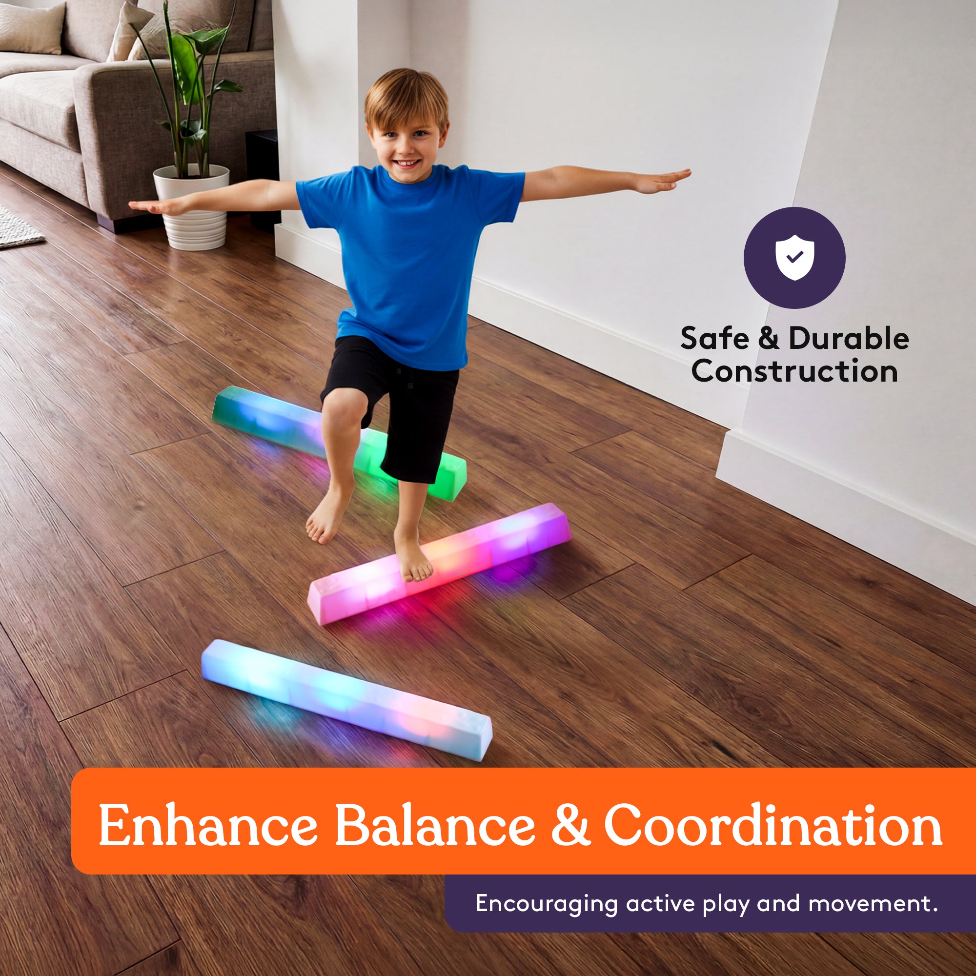 Special Supplies LED Stepping Stones for Kids – Light-Up Balance Blocks – Promote Coordination, Balance, Strength for Toddlers & Children – Durable Non-Slip Rubber, Safe Indoor & Outdoor Play